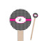 Houndstooth w/Pink Accent Wooden 6" Food Pick - Round - Closeup