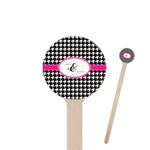 Houndstooth w/Pink Accent Round Wooden Stir Sticks (Personalized)