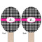 Houndstooth w/Pink Accent Wooden Food Pick - Oval - Double Sided - Front & Back