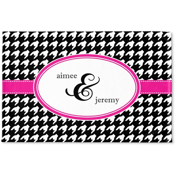 Custom Houndstooth w/Pink Accent Woven Mat (Personalized)