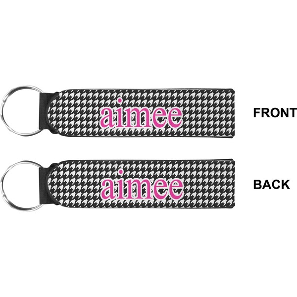 Houndstooth w/Pink Accent Wristlet (Front + Back)