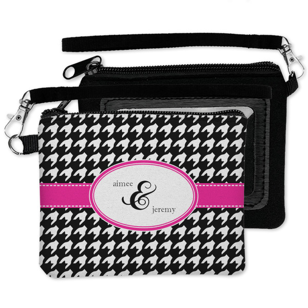 Houndstooth w/Pink Accent Wristlet ID Cases - MAIN