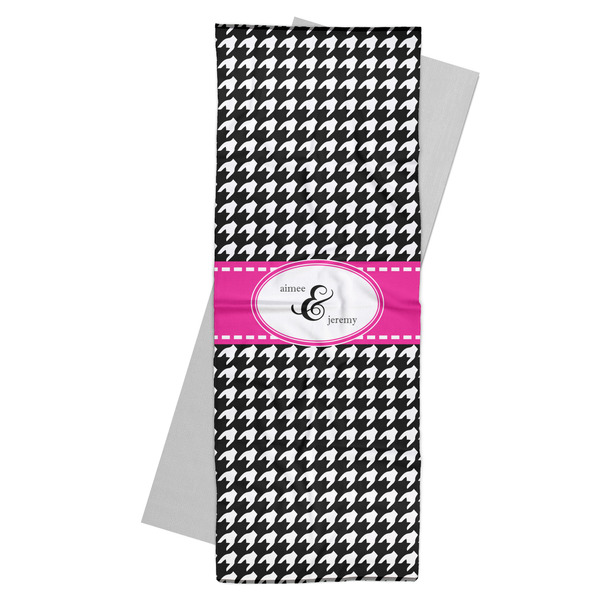 Custom Houndstooth w/Pink Accent Yoga Mat Towel (Personalized)