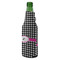 Houndstooth w/Pink Accent Zipper Bottle Cooler - ANGLE (bottle)