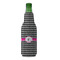 Houndstooth w/Pink Accent Zipper Bottle Cooler - FRONT (bottle)