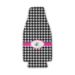 Houndstooth w/Pink Accent Zipper Bottle Cooler (Personalized)