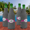 Houndstooth w/Pink Accent Zipper Bottle Cooler - Set of 4 - LIFESTYLE