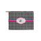 Houndstooth w/Pink Accent Zipper Pouch Small (Front)