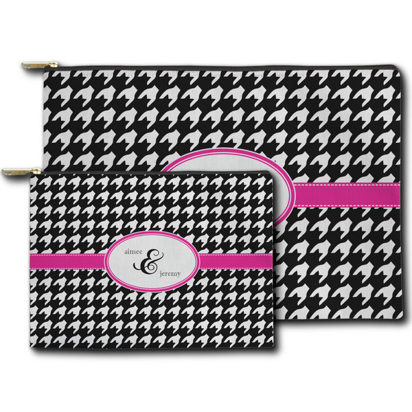 Houndstooth w/Pink Accent Zippered Pouches - Size Comparison