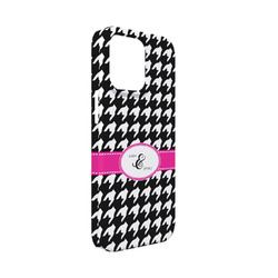 Houndstooth w/Pink Accent iPhone Case - Plastic - iPhone 13 Mini (Personalized)