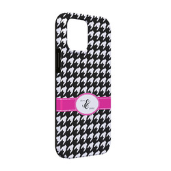 Houndstooth w/Pink Accent iPhone Case - Rubber Lined - iPhone 13 Pro (Personalized)