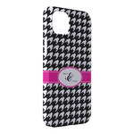 Houndstooth w/Pink Accent iPhone Case - Plastic - iPhone 14 Plus (Personalized)