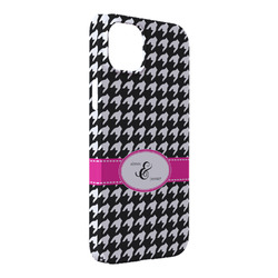 Houndstooth w/Pink Accent iPhone Case - Plastic - iPhone 14 Pro Max (Personalized)