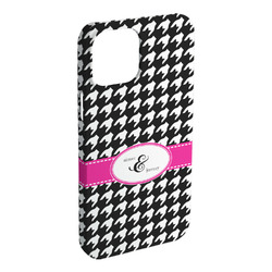 Houndstooth w/Pink Accent iPhone Case - Plastic - iPhone 15 Plus (Personalized)