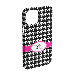 Houndstooth w/Pink Accent iPhone Case - Plastic - iPhone 15 Pro (Personalized)