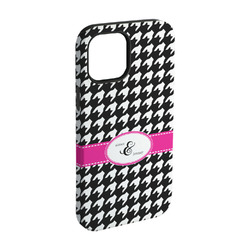Houndstooth w/Pink Accent iPhone Case - Rubber Lined - iPhone 15 (Personalized)