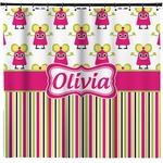 Pink Monsters & Stripes Shower Curtain (Personalized)