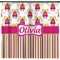 Pink Monsters & Stripes Shower Curtain - 71" x 74" (Personalized)