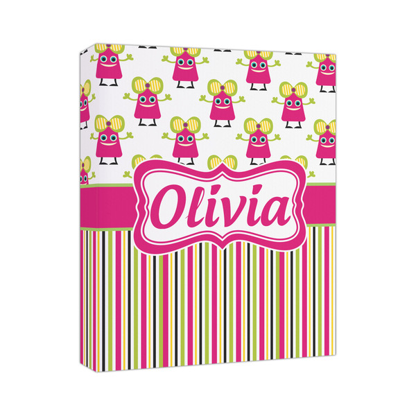 Custom Pink Monsters & Stripes Canvas Print (Personalized)