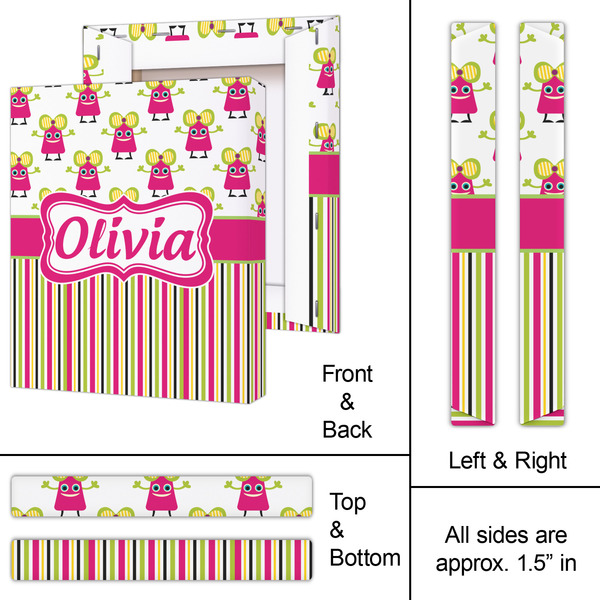 Pink Monsters & Stripes 11x14 - Canvas Print - Approval
