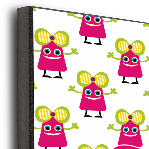 Pink Monsters & Stripes 11x14 Wood Print - Closeup