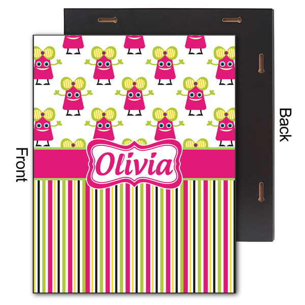 Pink Monsters & Stripes 11x14 Wood Print - Front & Back View