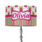 Pink Monsters & Stripes 12" Drum Lamp Shade - Fabric (Personalized)