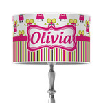 Pink Monsters & Stripes 12" Drum Lamp Shade - Poly-film (Personalized)