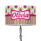 Pink Monsters & Stripes 12" Drum Lamp Shade - Poly-film (Personalized)