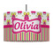 Pink Monsters & Stripes 12" Drum Pendant Lamp - Fabric (Personalized)