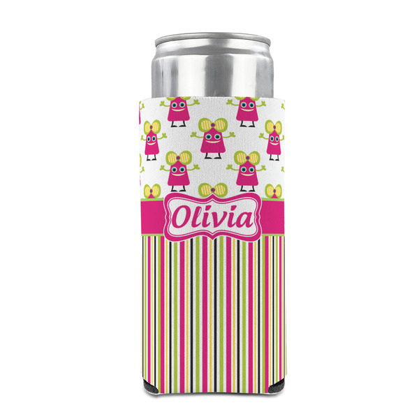 Pink Monsters & Stripes 12oz Tall Can Sleeve - FRONT (on can)