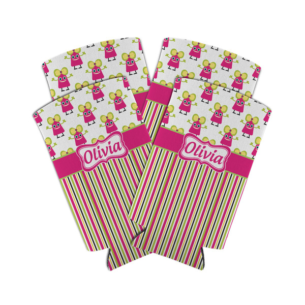 Pink Monsters & Stripes 12oz Tall Can Sleeve - Set of 4 - MAIN