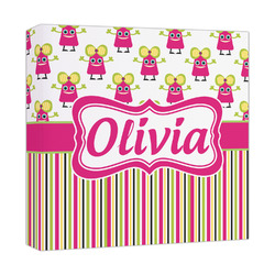 Pink Monsters & Stripes Canvas Print - 12x12 (Personalized)