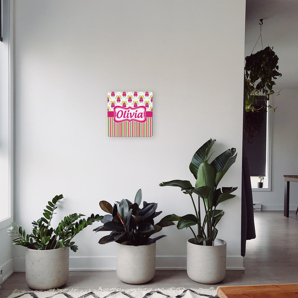 Pink Monsters & Stripes 12x12 - Canvas Print - In Context