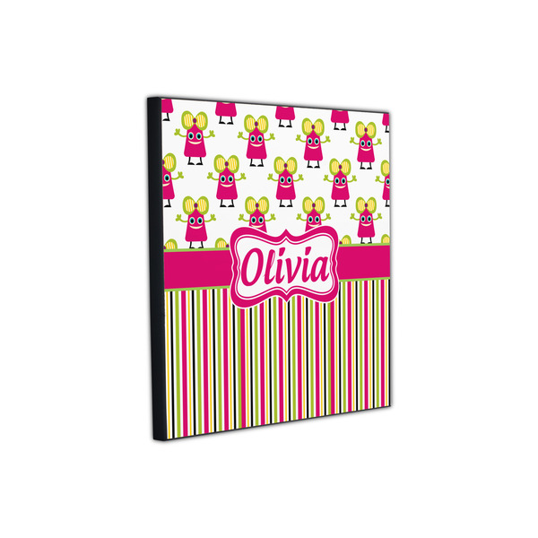 Pink Monsters & Stripes 12x12 Wood Print - Angle View
