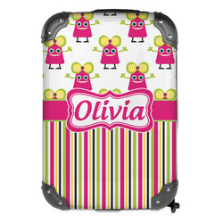 Pink Monsters & Stripes Kids Hard Shell Backpack (Personalized)