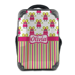 Pink Monsters & Stripes 15" Hard Shell Backpack (Personalized)