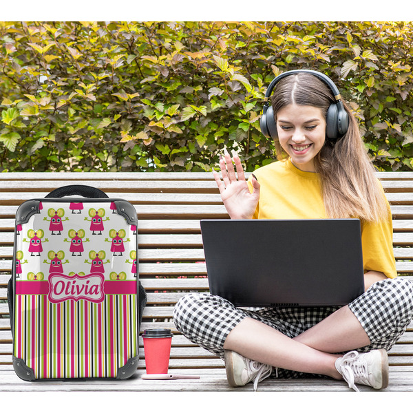 Pink Monsters & Stripes 15" Backpack - LIFESTYLE