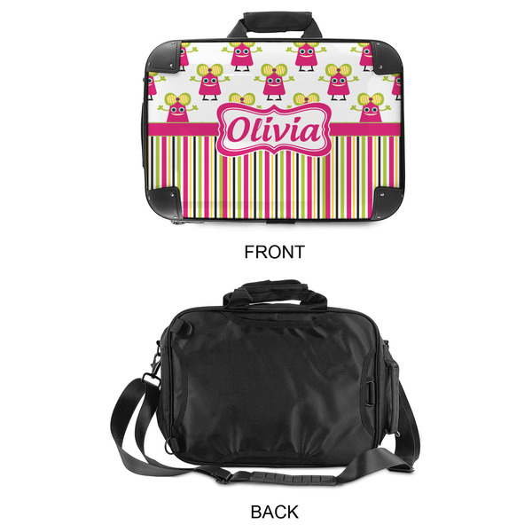 Pink Monsters & Stripes 15" Hard Shell Briefcase - APPROVAL