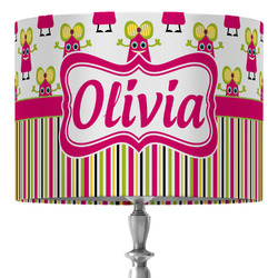 Pink Monsters & Stripes 16" Drum Lamp Shade - Fabric (Personalized)