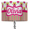Pink Monsters & Stripes 16" Drum Lamp Shade - Fabric (Personalized)