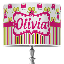 Pink Monsters & Stripes 16" Drum Lamp Shade - Poly-film (Personalized)