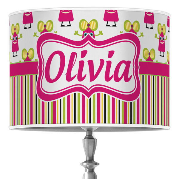 Custom Pink Monsters & Stripes Drum Lamp Shade (Personalized)