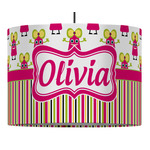 Pink Monsters & Stripes Drum Pendant Lamp (Personalized)