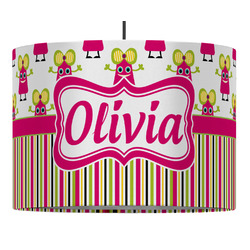 Pink Monsters & Stripes Drum Pendant Lamp (Personalized)