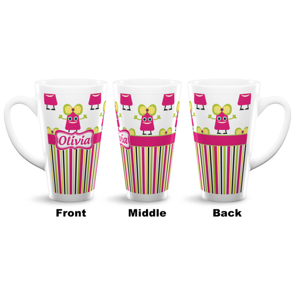 Pink Monsters & Stripes 16 Oz Latte Mug - Approval