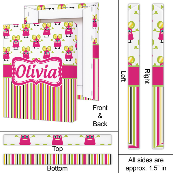 Pink Monsters & Stripes 16x20 - Canvas Print - Approval