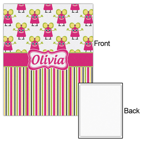 Pink Monsters & Stripes 16x20 - Matte Poster - Front & Back