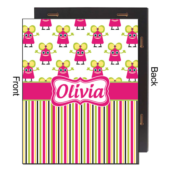 Pink Monsters & Stripes 16x20 Wood Print - Front & Back View