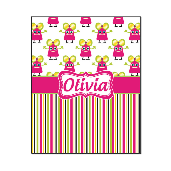 Custom Pink Monsters & Stripes Wood Print - 16x20 (Personalized)